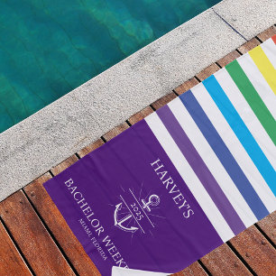 Colourful Nautical Bachelor Trip Keepsake Beach Towel