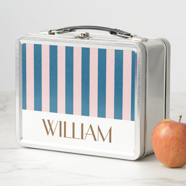 Colourful Nautical Blue Customised gifts template  Metal Lunch Box (In Situ)