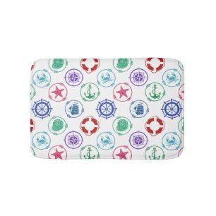 Colourful Nautical Pattern Bath Mat