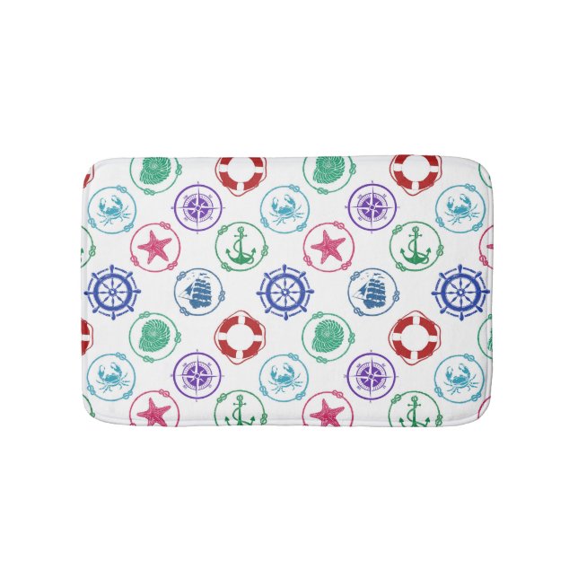 Colourful Nautical Pattern Bath Mat (Front)