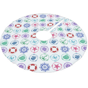 Colourful Nautical Pattern Brushed Polyester Tree Skirt