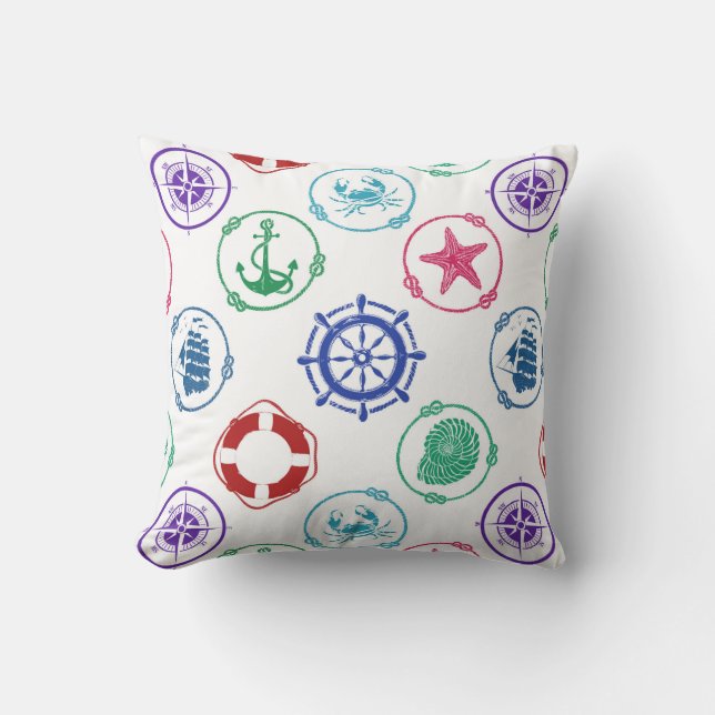 Colourful Nautical Pattern Cushion (Front)