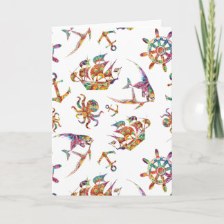 Colourful nautical pattern custom background holiday card
