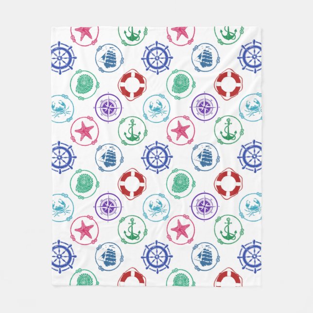 Colourful Nautical Pattern Fleece Blanket (Front)