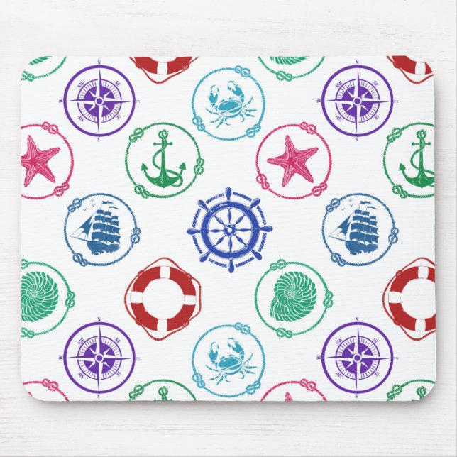 Colourful Nautical Pattern Mouse Mat (Front)