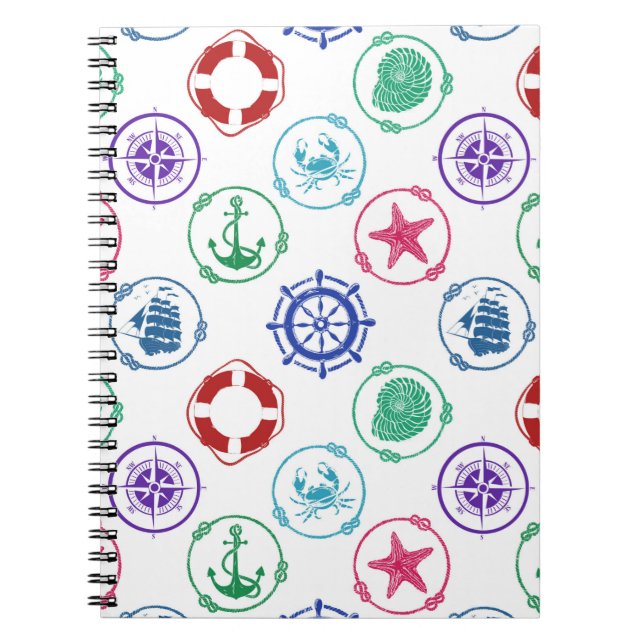 Colourful Nautical Pattern Notebook (Front)