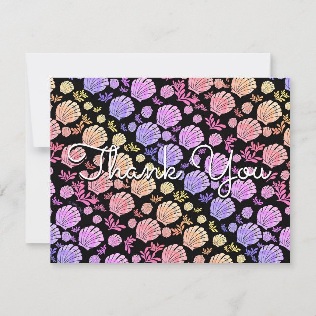 Colourful Nautical Sea Shell Pattern Thank You  Card (Front)