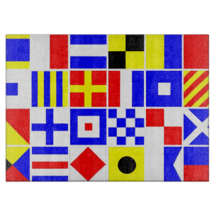 Colourful Nautical Signal Flags Pattern Cutting Board