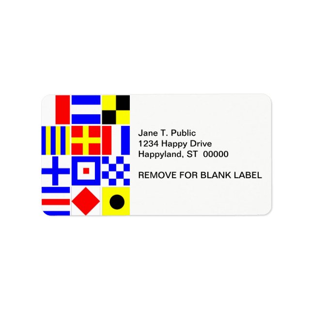 Colourful Nautical Signal Flags Pattern Label (Front)