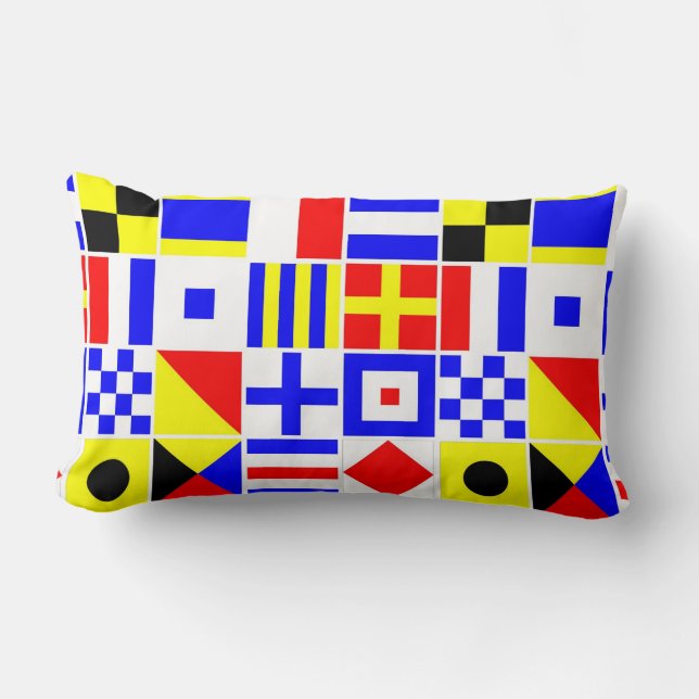 Colourful Nautical Signal Flags Pattern Lumbar Cushion (Front)