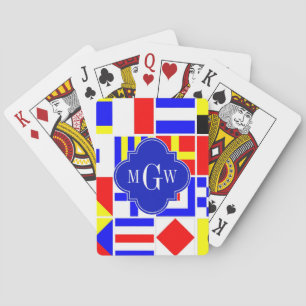 Colourful Nautical Signal Flags Royal 3I Monogram Playing Cards
