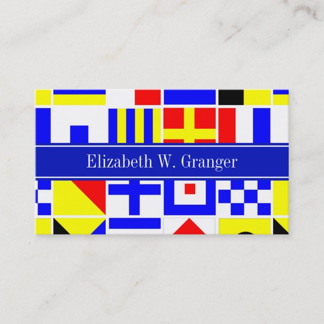 Colourful Nautical Signal Flags Royal Name Monogra Business Card (Front)