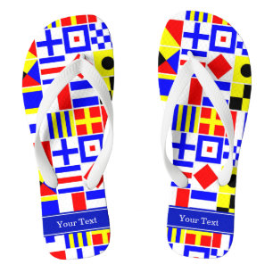 Colourful Nautical Signal Flags Royal Name Monogra Flip Flops