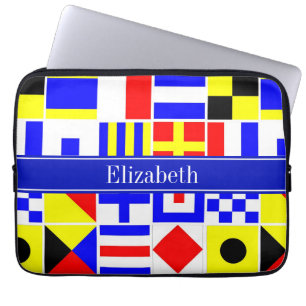 Colourful Nautical Signal Flags Royal Name Monogra Laptop Sleeve