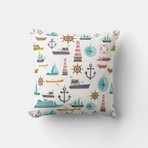 Colourful nautical themed pattern cushion