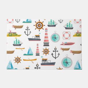 Colourful nautical themed pattern doormat