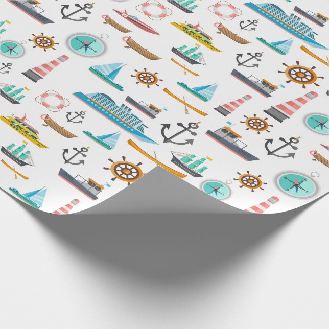 Colourful nautical themed pattern wrapping paper (Corner)