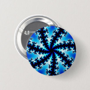 Colourful Navy Blue and White Fractal 6 Cm Round Badge