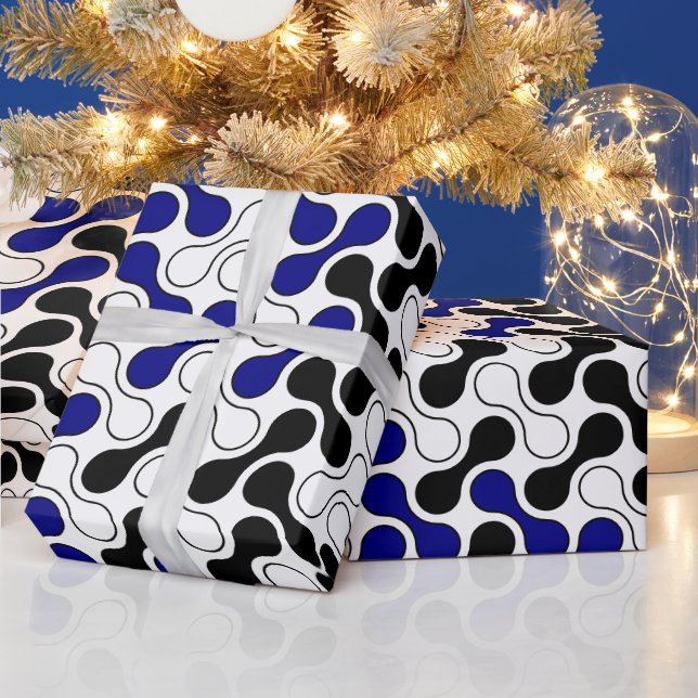 Colourful Navy Blue Geometric Metaball Pattern Wrapping Paper (Holidays)