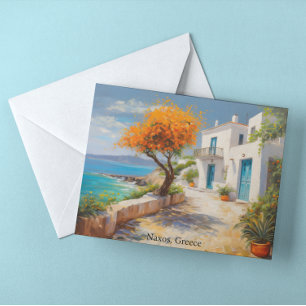 Colourful Naxos Greece Oil Paint Postcard