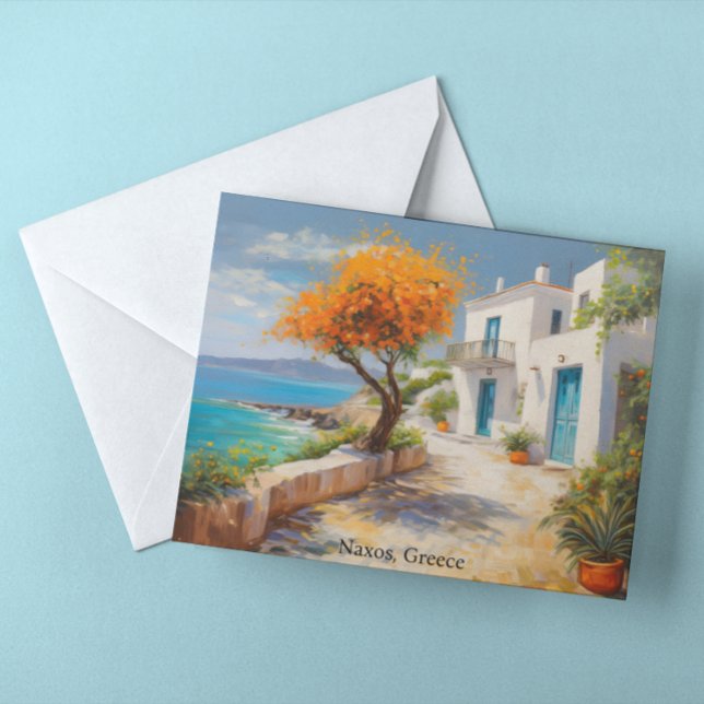 Colourful Naxos Greece Oil Paint Postcard (naxos greece oil paint postcard)