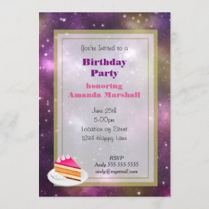 Colourful Nebula and Stars in Space Birthday party Invitation