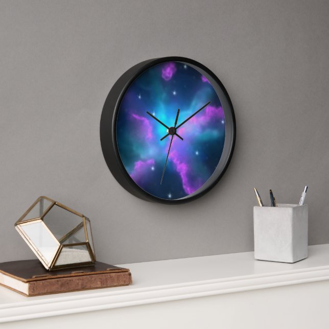 Colourful Nebula Cloud Background Clock (Office)