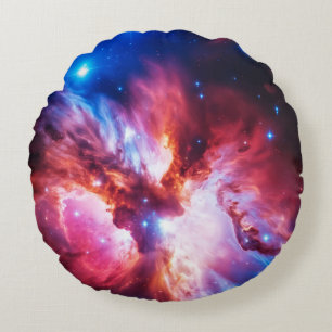 Colourful Nebula Galaxy Space Stars Cosmic Univers Round Cushion