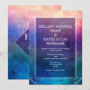 Colourful Nebula Modern Wedding Invitation
