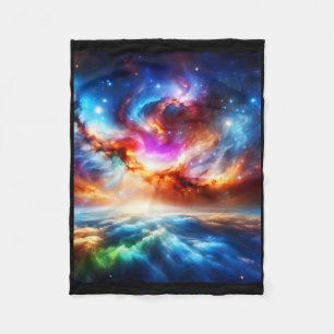 Colourful Nebula Outside Space Galaxy Sticker  Fleece Blanket