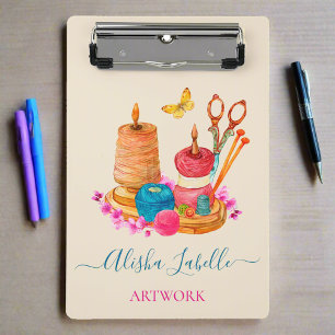 Colourful Needle & Thread Fashion Designer Crafter Mini Clipboard