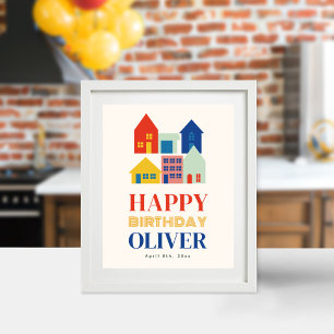 Colourful Neighbourhood Birthday Party Poster