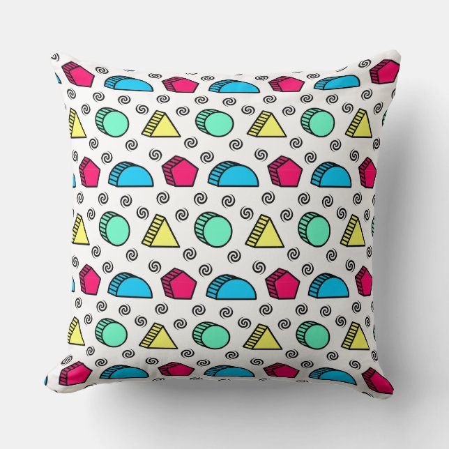 Colourful Neo Memphis Style Pattern Cushion (Front)