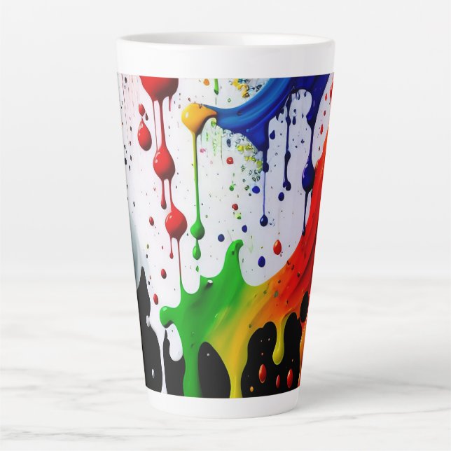 Colourful Neon  3d Paint Drips Splatter   Latte Mug (Front)