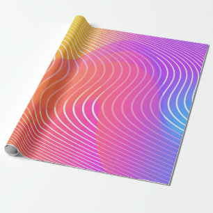 Colourful Neon Abstract Geometric Waves Stripes   Wrapping Paper