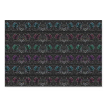 Colourful Neon, Abstract Roses on Black Background