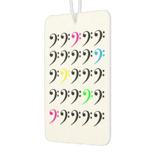 Colourful Neon Bass Clef Pattern – Modern Music Car Air Freshener