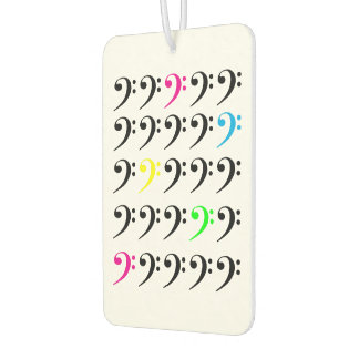 Colourful Neon Bass Clef Pattern – Modern Music Car Air Freshener