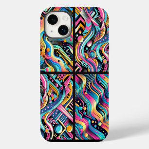 Colourful Neon Bright Abstract 90's Pattern Print iPhone 14 Plus Case