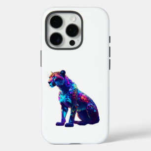 Colourful Neon Cheetah Art – Glowing Wild Cat iPhone 16 Pro Case
