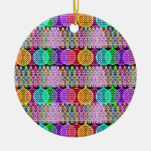 Colourful Neon Christmas Lights Ceramic Tree Decoration