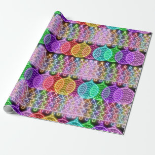 Colourful Neon Christmas Lights Wrapping Paper