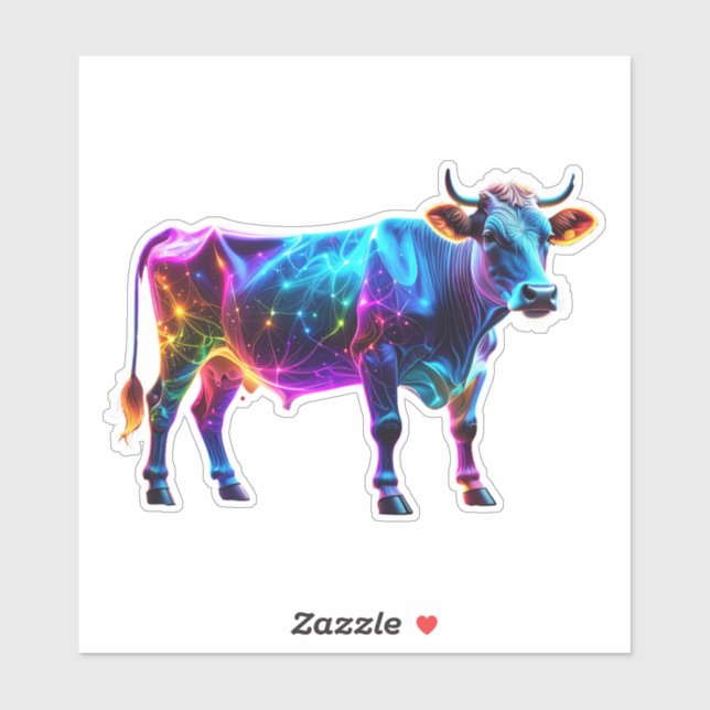 Colourful Neon Cow Art – Vibrant Glowing Cow (Sheet)