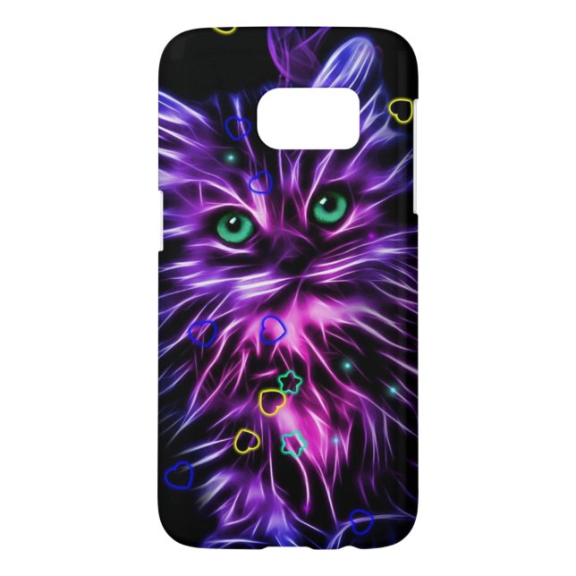 colourful neon cute cat Case-Mate samsung galaxy case (Back)