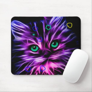 colourful neon cute cat mouse mat