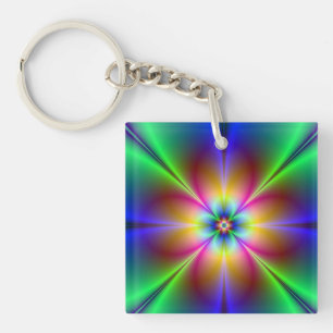 Colourful Neon Daisy Key Ring