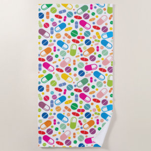 Colourful Neon Drug Pattern Beach Towel