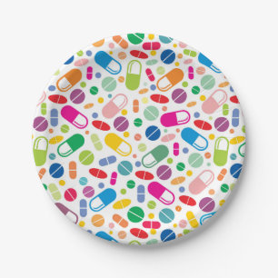 Colourful Neon Drug Pattern Paper Plate