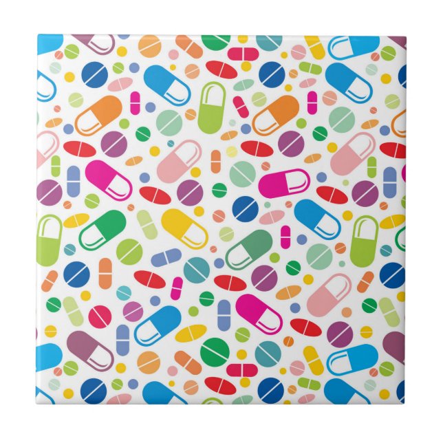 Colourful Neon Drug Pattern Tile (Front)
