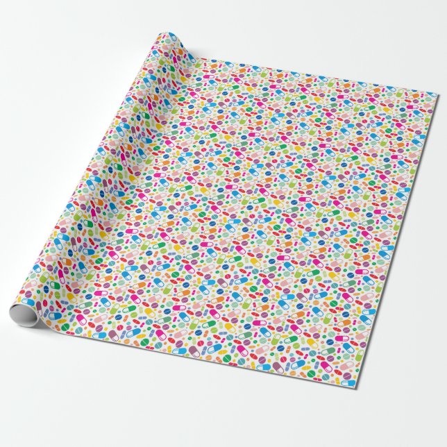 Colourful Neon Drug Pattern Wrapping Paper (Unrolled)